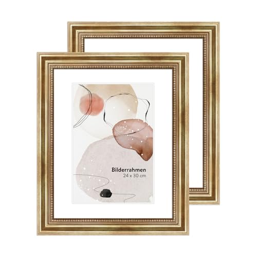 WANDStyle 2er Bilderrahmen Set Gold 24x30 cm aus Holz im Barock-Stil zum Aufhängen, Fotorahmen Set Made in Germany - H450 WANDStyle 2er Bilderrahmen Set Gold 24x30 cm aus Holz im Barock-Stil zum Aufhängen, Fotorahmen Set Made in Germany - H450 von WANDStyle