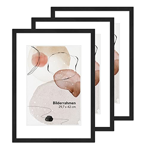 WANDStyle 3er Bilderrahmen Set Schwarz, gemasert DIN A3 29,7x42 cm aus Holz im Stil Modern zum Aufhängen, Posterrahmen Set Made in Germany - H950 WANDStyle 3er Bilderrahmen Set Schwarz, gemasert DIN A3 29,7x42 cm aus Holz im Stil Modern zum Aufhängen, Posterrahmen Set Made in Germany - H950 von WANDStyle
