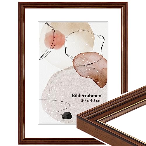 WANDStyle Bilderrahmen Braun mit Goldkante DIN A4 21x29,7 cm aus Holz im Antik-Stil zum Aufhängen, Posterrahmen Made in Germany, ideal für Urkunde - H182 WANDStyle Bilderrahmen Braun mit Goldkante DIN A4 21x29,7 cm aus Holz im Antik-Stil zum Aufhängen, Posterrahmen Made in Germany, ideal für Urkunde - H182 von WANDStyle