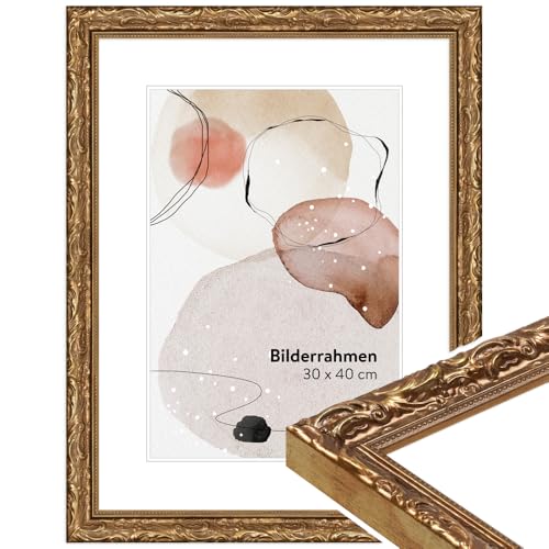 WANDStyle Bilderrahmen Gold 50x70 cm aus Holz im Barock-Stil zum Aufhängen, Posterrahmen Made in Germany - H530 von WANDStyle