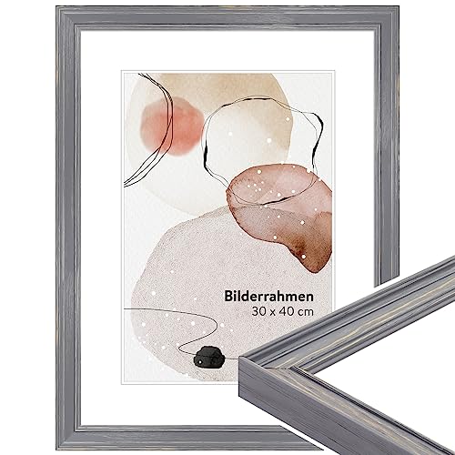 WANDStyle Bilderrahmen Grau, gemasert 10x15 cm aus Holz im Landhaus-Stil mit Aufsteller und Aufhänger, Fotorahmen Made in Germany - H470 WANDStyle Bilderrahmen Grau, gemasert 10x15 cm aus Holz im Landhaus-Stil mit Aufsteller und Aufhänger, Fotorahmen Made in Germany - H470 von WANDStyle