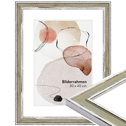 WANDStyle Bilderrahmen Grün 40x60 cm aus Holz im Vintage-Stil zum Aufhängen, Posterrahmen Made in Germany - H460 von WANDStyle