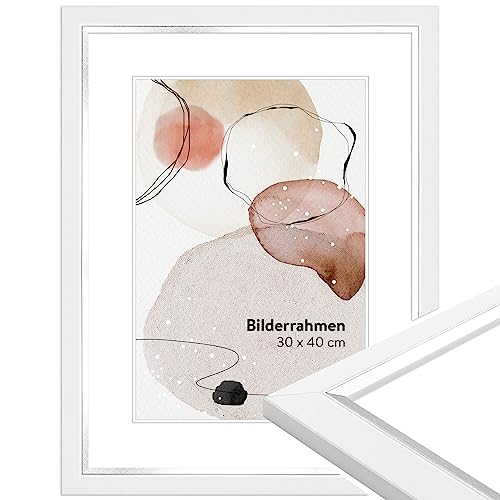 WANDStyle Bilderrahmen Weiß mit Silber-Kante 15x20 cm aus Holz im Modern-Stil mit Aufsteller und Aufhänger, Fotorahmen Made in Germany - H490 WANDStyle Bilderrahmen Weiß mit Silber-Kante 15x20 cm aus Holz im Modern-Stil mit Aufsteller und Aufhänger, Fotorahmen Made in Germany - H490 von WANDStyle