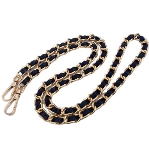 WANGBINGXING Kette für Taschen DIY schwarzer PU-Leder-Geldbörsengriff 11 mm Ersatzmetall Gold, Silber, Bronze, Schwarze Umhängetasche Kettenriemen Kette für Handtaschen (Color : Gold, Größe : 60cm) von WANGBINGXING