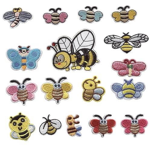 Aufnäher mit Bienen-Motiv, bestickt, für Jacken, Jeans, Taschen, Schuhe, T-Shirts, Mützen, zum Aufbügeln, 17 Stück Aufnäher mit Bienen-Motiv, bestickt, für Jacken, Jeans, Taschen, Schuhe, T-Shirts, Mützen, zum Aufbügeln, 17 Stück von WANGCL