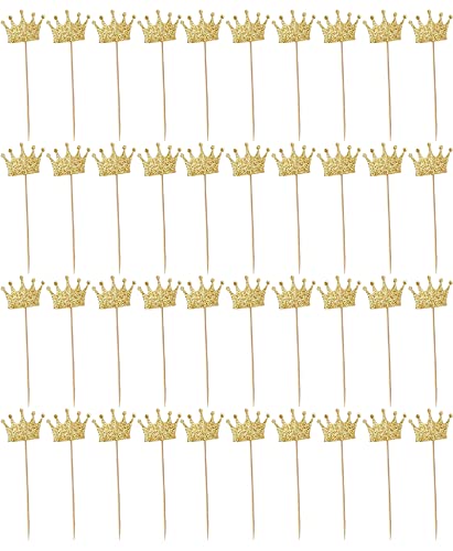 WANGCL Cupcake-Topper mit goldener Krone, Kuchendekoration, königlicher Prinz, Cupcake-Topper für Geburtstagsparty, Hochzeit, Party, Zubehör, 40 Stück WANGCL Cupcake-Topper mit goldener Krone, Kuchendekoration, königlicher Prinz, Cupcake-Topper für Geburtstagsparty, Hochzeit, Party, Zubehör, 40 Stück von WANGCL