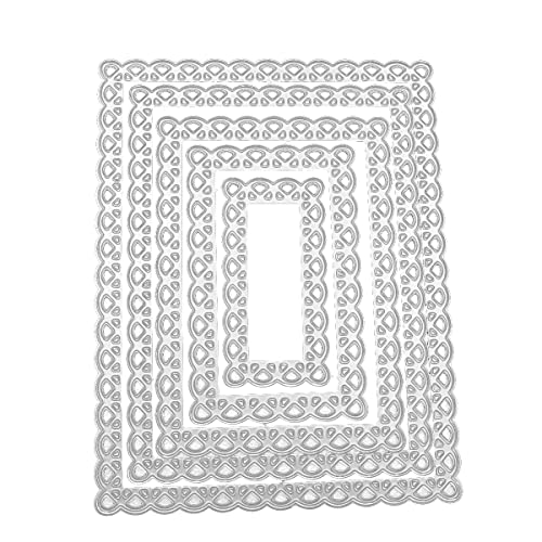 WANGCL 5 x rechteckige Metall-Stanzformen, Weihnachtsspitzenwelle, Langer quadratischer Rahmen, Stanzschablonen für Bastelarbeiten, Scrapbooking, Album, dekorative Prägen, Papierschablonen WANGCL 5 x rechteckige Metall-Stanzformen, Weihnachtsspitzenwelle, Langer quadratischer Rahmen, Stanzschablonen für Bastelarbeiten, Scrapbooking, Album, dekorative Prägen, Papierschablonen von WANGCL