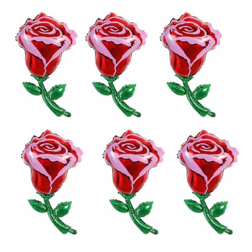 WANGCL 6 Stück 91,4 cm rote Rosen-Luftballons aus Aluminiumfolie, Ballon, rote Rosenform, Mylar-Luftballons für Sommer, Sonnenschein, Geburtstag, Hochzeit, Dekoration WANGCL 6 Stück 91,4 cm rote Rosen-Luftballons aus Aluminiumfolie, Ballon, rote Rosenform, Mylar-Luftballons für Sommer, Sonnenschein, Geburtstag, Hochzeit, Dekoration von WANGCL