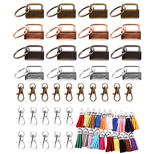 WANGCL 60-teiliges Schlüsselanhänger-Hardware-Set, 20 Schlüsselanhänger, Hardware-Armband mit Schlüsselring, 20 Leder-Schlüsselanhänger, Quasten, Schlüsselanhänger-Zubehör WANGCL 60-teiliges Schlüsselanhänger-Hardware-Set, 20 Schlüsselanhänger, Hardware-Armband mit Schlüsselring, 20 Leder-Schlüsselanhänger, Quasten, Schlüsselanhänger-Zubehör von WANGCL