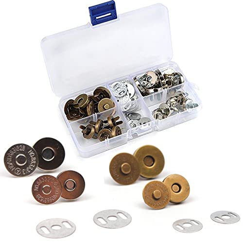 WANGCL Magnetknöpfe für Taschen, 20 Sets, 14 mm und 18 mm, Metall-Knopfverschluss, Taschenverschlüsse für DIY, Handwerk, Nähen, Verschluss für Handwerk, Ledertaschen und Kleidung von WANGCL