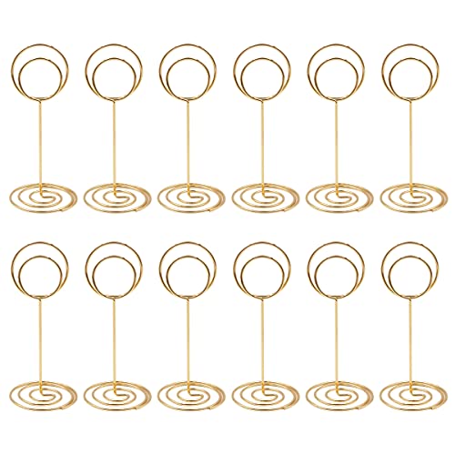 WANGCL Mini-Tischkartenhalter, Tischnummernhalter, Hochzeitstisch, Namenskartenhalter, Clips, Bild, Memo, Notizen, Fotoständer (Gold), 12 Stück von WANGCL