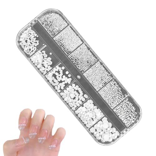 12 Raster Nail Art Strasssteine, Nail Charms, Halbrunde Perlenkugeln, Weiße Flatback-Perlen, Edelstahl-Perlen, Nail Art Zubehör, Glitzersteine Nägel, Für Frauen Acryl Nagel Dekorationen Design 12 Raster Nail Art Strasssteine, Nail Charms, Halbrunde Perlenkugeln, Weiße Flatback-Perlen, Edelstahl-Perlen, Nail Art Zubehör, Glitzersteine Nägel, Für Frauen Acryl Nagel Dekorationen Design von WANGENPING