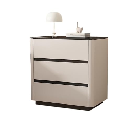 WANGHAI-666 Kommode Holz Nachttisch Schlafzimmer Haushalt Khaki Farbe Lagerung DREI Schubladen Glas Schrank Gesicht(Klein) von WANGHAI-666