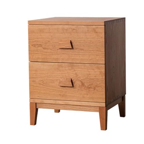 WANGHAI-666 Kommode Nachttisch aus Holz im Retro-Wabi-Sabi-Stil, Aufbewahrungsschrank mit Zwei Schubladen, schlicht, Mini-Quadrat(Natural) von WANGHAI-666