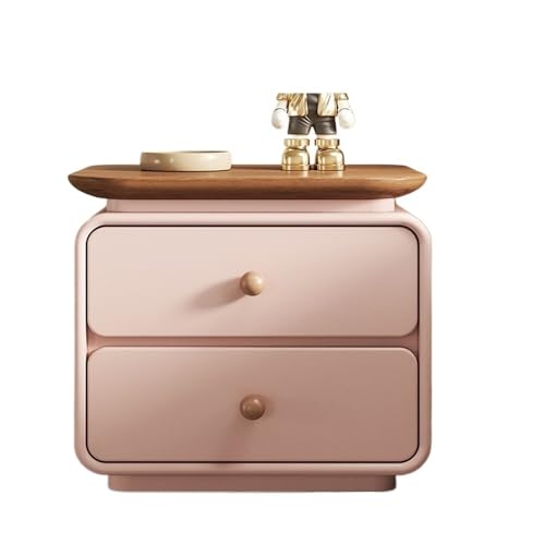 WANGHAI-666 Kommode Rosa Holz Nachttisch mit Tablett Home Schlafzimmer Lagerung Doppel Schublade Organizer Sideboard(Groß) von WANGHAI-666