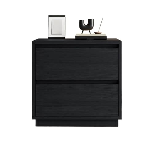 WANGHAI-666 Kommode Schwarzer Nachttisch aus Holz for Zuhause, Schlafzimmer, Schrank mit Doppelschublade(XS) von WANGHAI-666