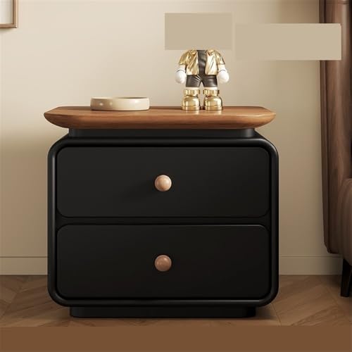 WANGHAI-666 Kommode Schwarzer Nachttisch aus Holz mit Tablett Home Schlafzimmer Lagerung Doppelschublade Organizer Sideboard(XS) von WANGHAI-666