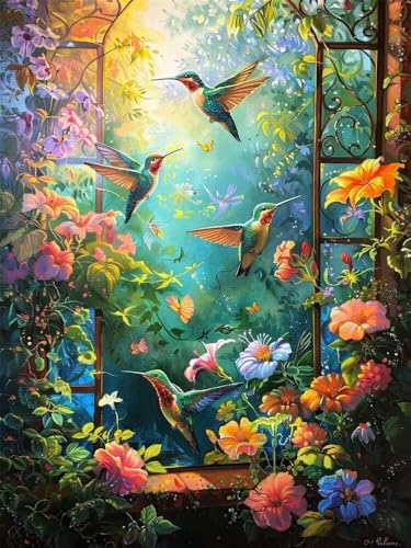 Diamond Painting Blumenhaus Diamond Painting Erwachsene, 5D Vögel Diamant Painting Bilder Kinder, DIY Daiments Painting Erwachsene und Anfänger, Diamond-Painting Set für Home Wand Dekoration 40x50cm von WANGLLPGY