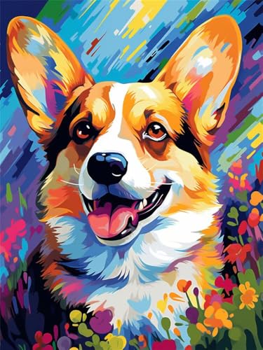 Diamond Painting Erwachsene, 5D Diamond Painting Corgi Diamant Painting Bilder Hund für Erwachsene und Anfänger, DIY Full Drill Diamant Kunst Malerei Stickerei Set für Home Wand Décor 30x40cm -YZ1185 von WANGLLPGY