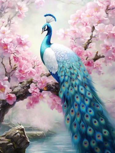 Diamond Painting Erwachsene Groß 50x70cm, 5D Diamond Painting Kirschblüte, DIY Diamant Painting Bilder Pfau, Diamond Painting Set mit Zubehör Full Drill Dimond Painting für Geschenk Home Wand Décor Diamond Painting Erwachsene Groß 50x70cm, 5D Diamond Painting Kirschblüte, DIY Diamant Painting Bilder Pfau, Diamond Painting Set mit Zubehör Full Drill Dimond Painting für Geschenk Home Wand Décor von WANGLLPGY