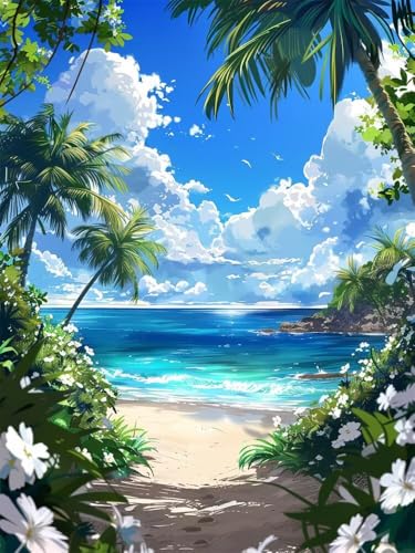 Diamond Painting Landschaft Diamond Painting Erwachsene, 5D Meer Diamant Painting Bilder Kinder, DIY Daiments Painting Erwachsene und Anfänger, Diamond-Painting Set für Home Wand Dekoration 50x70cm von WANGLLPGY