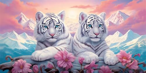 Diamond Painting Weißer Tiger Tiere, 5D Diamond Painting Groß xxl 160x80cm, DIY Diamond Painting Set für Erwachsene, Diamant Painting Bilder Kinder Diamond-Painting für Wohnzimmer Dekoration -YZ577 von WANGLLPGY