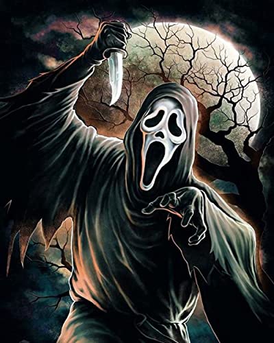 WANGMAOMAO DIY Malen nach Zahlen für Erwachsene Anfänger Kinder Horrorfilm Schrei 16x20 Zoll Leinen Leinwand Acryl Anzahl Malerei Geschenke Schlafzimmer Wohnzimmer Wohnkultur-mit Rahmen von SYNYEY