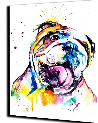 WANGMAOMAO DIY Ölgemälde Malen nach Zahlen Erwachsene malen Handgemalte Geschenke Zahlenmalerei ab 5 Öl Wandkunst (animal dog color bulldog ohne Rahmen) -mit Rahmen von WANGMAOMAO