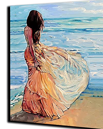 WANGMAOMAO Malen nach Zahlen DIY Leinwand Ölgemälde Kit für Erwachsene mit Pinseln und Acrylpigment-16x20 Zoll langes kleid am meer frau -ohne Rahmen WANGMAOMAO Malen nach Zahlen DIY Leinwand Ölgemälde Kit für Erwachsene mit Pinseln und Acrylpigment-16x20 Zoll langes kleid am meer frau -ohne Rahmen von WANGMAOMAO