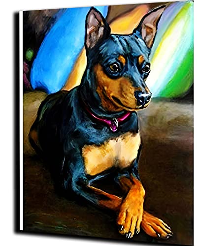 WANGMAOMAO Malen nach Zahlen für Kinder & Erwachsene & DIY Acrylöl-Mal-Kits 16x20 Zoll handgemalte Kunst animal miniature pinscher -mit Rahmen von WANGMAOMAO