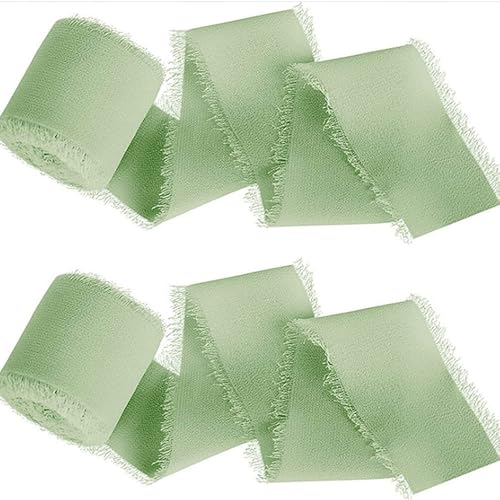 Chiffonband, hellgrün, für Hochzeitseinladungen, Brautsträuße, Verpackungen, Bastelarbeiten, 2 Packungen Chiffonband, hellgrün, für Hochzeitseinladungen, Brautsträuße, Verpackungen, Bastelarbeiten, 2 Packungen von WANGSONGSONGZHY