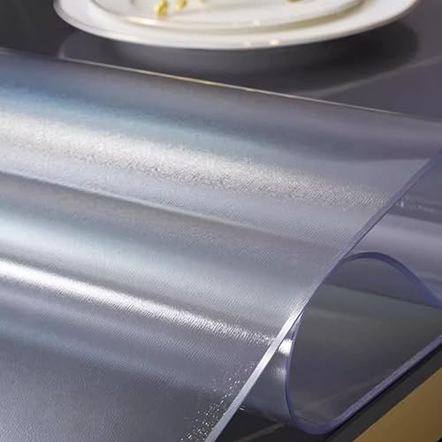 WANGTIAN Transparente, mattierte PVC-Tischschutzfolie, 2,2 mm weiche Glas-Tischschutzfolie, wasserdichte und ölbeständige, abwischbare Restaurant-Tischmatte, geeignet für Esstische (85 x 135 cm) von WANGTIAN