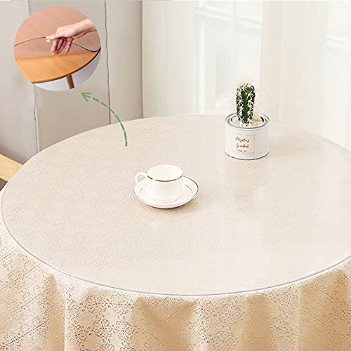 WANGTIAN Transparente PVC-Tischdecke, runde Couchtisch-Schutzmatte, 2 mm Dicker Tischdeckenschutz, langlebige, durchsichtige Tischdecke für Holzschreibtische, schnell zu reinigende Flecken (Durchmess von WANGTIAN