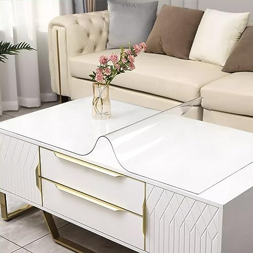 WANGTIAN Transparente PVC-Tischschutzfolie, 2,2 mm weiche Glas-Tischschutzfolie, wasserdichte und ölbeständige, abwischbare Restaurant-Tischmatte, geeignet für Esstisch, Büro (80 x 135 cm) von WANGTIAN