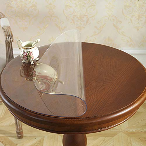 WANGTIAN Transparenter Tischdeckenschutz, 2 mm Dicke, runde Tischunterlage, geschmacksneutral und schrumpft Nicht, transparente Tischdecke aus PVC-Vinyl, Tischdeckenschutz, für Couchtisch-Schreibtisc von WANGTIAN