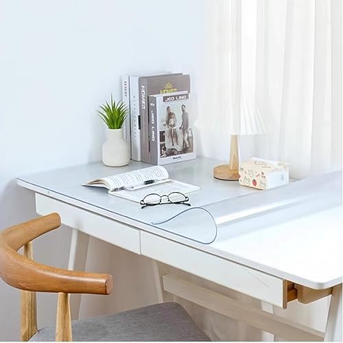 WANGTIAN Transparenter Tischdeckenschutz, 3.0 transparente, Matte, wasserdichte PVC-Tischdecke, PVC-Kunststoff-Schreibtisch-Schutzfolie, geeignet für Büro, Frisiertisch, Computer-Schreibtisch (70 x 1 von WANGTIAN