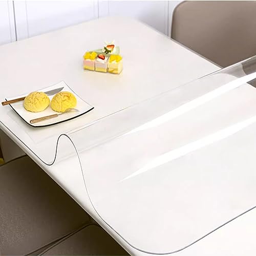 WANGTIAN Transparenter Tischschutz, wasserdichte transparente PVC-Tischdecke, Dicke 3,0 mm, abwischbare Restaurant-Tischmatte, Kunststoff-Tischschutz für Esstisch (80 x 130 cm) von WANGTIAN