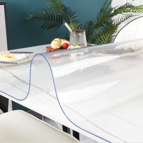 WANGTIAN Transparenter rechteckiger Tischdeckenschutz, 2 mm, transparente Küchentischdecke, geschmacksneutraler Tischdeckenbezug aus PVC-Material, wasserdichte/verbrühungshemmende, durchsichtige Tisc von WANGTIAN
