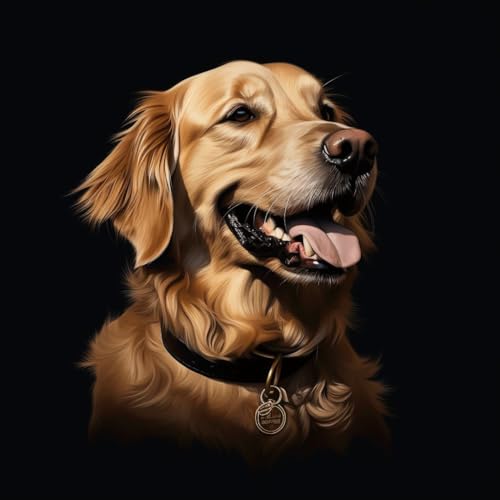 Art Malen Nach Zahlen Erwachsene,Diy Handgemalt Ölgemälde Leinwand Set für Home Haus Deko,(40x40cm),golden retriever tier hund porträt，,Mit Rahmen von WANGXIAO