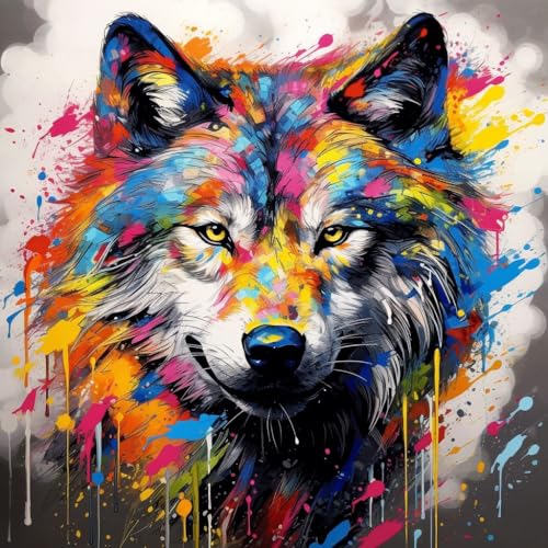 DIY Ölgemälde Malen nach Zahlen Erwachsene,40x40cm Handgemalte Geschenke Zahlenmalerei ab 5 Öl Wandkunst Haus Dekoration malen,bunter Graffiti-Stil Tier Wolf,,Mit Rahmen DIY Ölgemälde Malen nach Zahlen Erwachsene,40x40cm Handgemalte Geschenke Zahlenmalerei ab 5 Öl Wandkunst Haus Dekoration malen,bunter Graffiti-Stil Tier Wolf,,Mit Rahmen von WANGXIAO