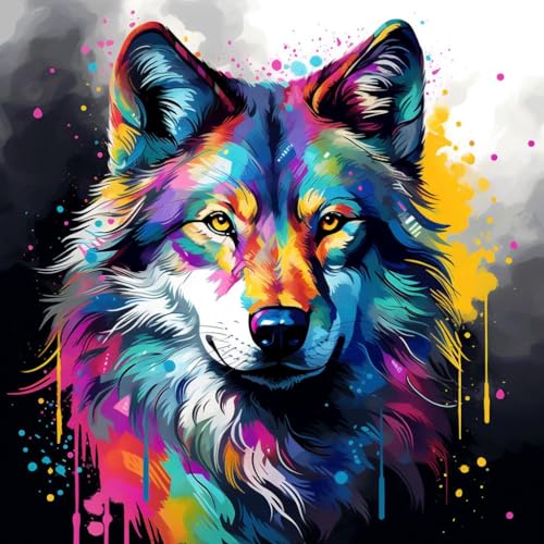 DIY Ölgemälde Malen nach Zahlen Erwachsene,40x40cm Handgemalte Geschenke Zahlenmalerei ab 5 Öl Wandkunst Haus Dekoration malen,wolf bunt graffiti tier,,Mit Rahmen DIY Ölgemälde Malen nach Zahlen Erwachsene,40x40cm Handgemalte Geschenke Zahlenmalerei ab 5 Öl Wandkunst Haus Dekoration malen,wolf bunt graffiti tier,,Mit Rahmen von WANGXIAO