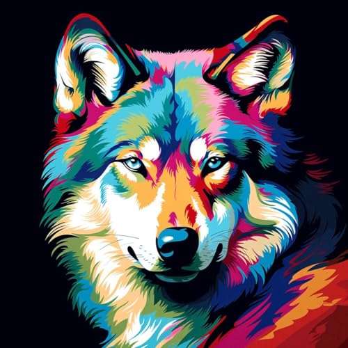 Malen Nach Zahlen,DIY Handgemalt Ölgemälde,3 Pinseln und Vorgedruckt Leinwand,Diy Ölgemälde Geschenk Home Deko,40x40cm,wolf bunt graffiti tier,,Mit Rahmen Malen Nach Zahlen,DIY Handgemalt Ölgemälde,3 Pinseln und Vorgedruckt Leinwand,Diy Ölgemälde Geschenk Home Deko,40x40cm,wolf bunt graffiti tier,,Mit Rahmen von WANGXIAO