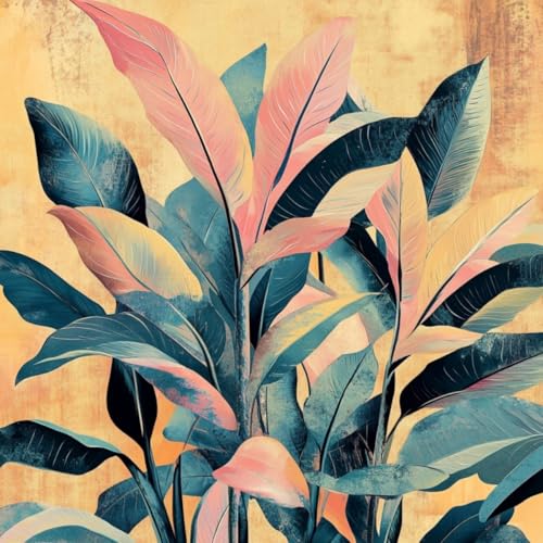 Malen Nach Zahlen Erwachsene,DIY Handgemalt Ölgemälde,mit Pinseln Malerei Kits Erwachsene Kunsthandwerk für Zuhause 40x40 cm,Bunte Blumen und Blätter，,Mit Rahmen von WANGXIAO