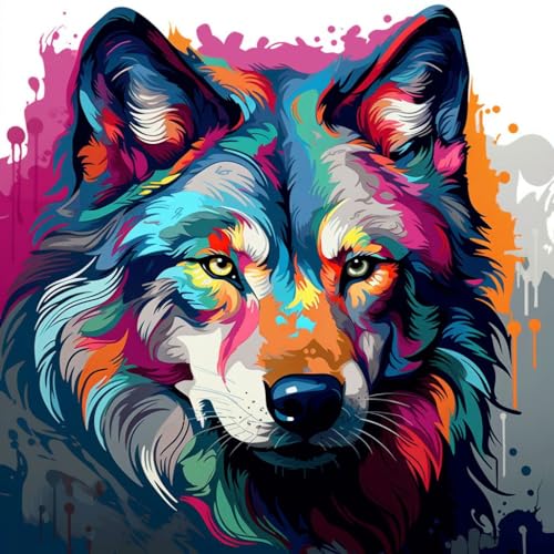 Malen Nach Zahlen Erwachsene,DIY Handgemalt Ölgemälde,mit Pinseln Malerei Kits Erwachsene Kunsthandwerk für Zuhause 40x40 cm,Farbe Graffiti Tier Wolf,,Mit Rahmen Malen Nach Zahlen Erwachsene,DIY Handgemalt Ölgemälde,mit Pinseln Malerei Kits Erwachsene Kunsthandwerk für Zuhause 40x40 cm,Farbe Graffiti Tier Wolf,,Mit Rahmen von WANGXIAO