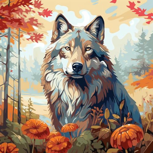 Malen Nach Zahlen Erwachsene,DIY Handgemalt Ölgemälde,mit Pinseln Malerei Kits Erwachsene Kunsthandwerk für Zuhause 40x40 cm,dschungel pastoral tier wolf,,Mit Rahmen Malen Nach Zahlen Erwachsene,DIY Handgemalt Ölgemälde,mit Pinseln Malerei Kits Erwachsene Kunsthandwerk für Zuhause 40x40 cm,dschungel pastoral tier wolf,,Mit Rahmen von WANGXIAO