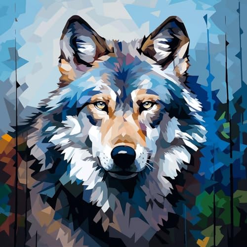 Malen Nach Zahlen Erwachsene,DIY Handgemalt Ölgemälde Kit,Anfänger Kreativ Bastelset für Erwachsene und Mädchen Geschenk,16x16 inch,dschungel pastoral tier wolf,,Mit Rahmen Malen Nach Zahlen Erwachsene,DIY Handgemalt Ölgemälde Kit,Anfänger Kreativ Bastelset für Erwachsene und Mädchen Geschenk,16x16 inch,dschungel pastoral tier wolf,,Mit Rahmen von WANGXIAO