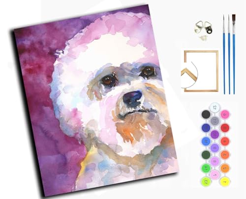 Malen Nach Zahlen Erwachsene,DIY Handgemalt Ölgemälde Kit,Anfänger Kreativ Bastelset für Erwachsene und Mädchen Geschenk,16x20 inch,BichFrise,Tier Hund,mit Rahmen Malen Nach Zahlen Erwachsene,DIY Handgemalt Ölgemälde Kit,Anfänger Kreativ Bastelset für Erwachsene und Mädchen Geschenk,16x20 inch,BichFrise,Tier Hund,mit Rahmen von WANGXIAO