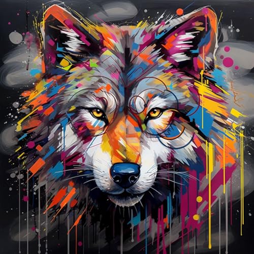 Malen Nach Zahlen Erwachsene 40x40cm,mit Pinsels und Acrylfarbe kit,DIY Handgemalt Ölgemälde für Geschenke und Wandbilder Wohnzimmer,Farbe Graffiti Tier Wolf,,Mit Rahmen Malen Nach Zahlen Erwachsene 40x40cm,mit Pinsels und Acrylfarbe kit,DIY Handgemalt Ölgemälde für Geschenke und Wandbilder Wohnzimmer,Farbe Graffiti Tier Wolf,,Mit Rahmen von WANGXIAO