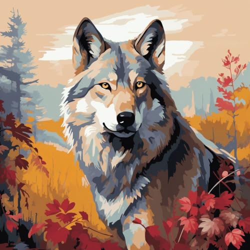 Malen Nach Zahlen Erwachsene 40x40cm,mit Pinsels und Acrylfarbe kit,DIY Handgemalt Ölgemälde für Geschenke und Wandbilder Wohnzimmer,dschungel pastoral tier wolf,,Mit Rahmen Malen Nach Zahlen Erwachsene 40x40cm,mit Pinsels und Acrylfarbe kit,DIY Handgemalt Ölgemälde für Geschenke und Wandbilder Wohnzimmer,dschungel pastoral tier wolf,,Mit Rahmen von WANGXIAO