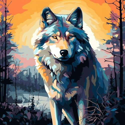 Malen nach Zahlen Erwachsene,DIY Bastelset Handgemalt Ölgemälde Geschen Kit Mit 3 Pinseln und Acrylfarbe knitterfreie leinwand Kit,40x40 cm,dschungel pastoral tier wolf,,Mit Rahmen Malen nach Zahlen Erwachsene,DIY Bastelset Handgemalt Ölgemälde Geschen Kit Mit 3 Pinseln und Acrylfarbe knitterfreie leinwand Kit,40x40 cm,dschungel pastoral tier wolf,,Mit Rahmen von WANGXIAO